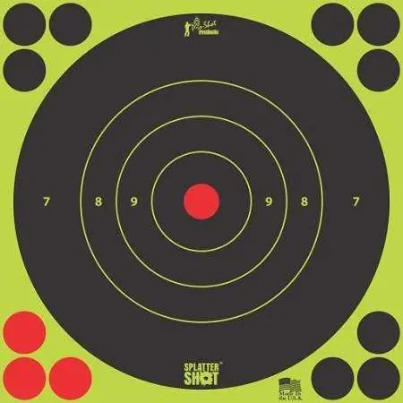 Pro-Shot 8BGREEN6PK SplatterShot Self-Adhesive Paper 8" Bullseye Green Target Paper w/Black Target 6 Per Pack