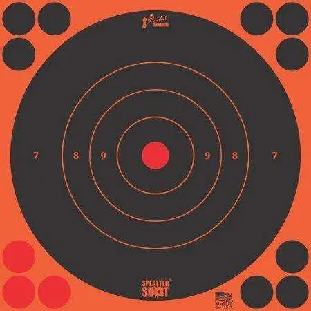 Pro-Shot 12BORNGE5PK SplatterShot Self-Adhesive Paper 12" Bullseye Orange Target Paper w/Black Target 5 Per Pack