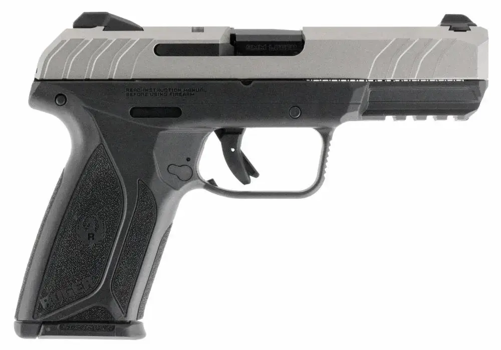 Ruger 3822 Security-9 9mm Luger 4" 15+1 Savage Silver Cerakote Slide Black Polymer Grip