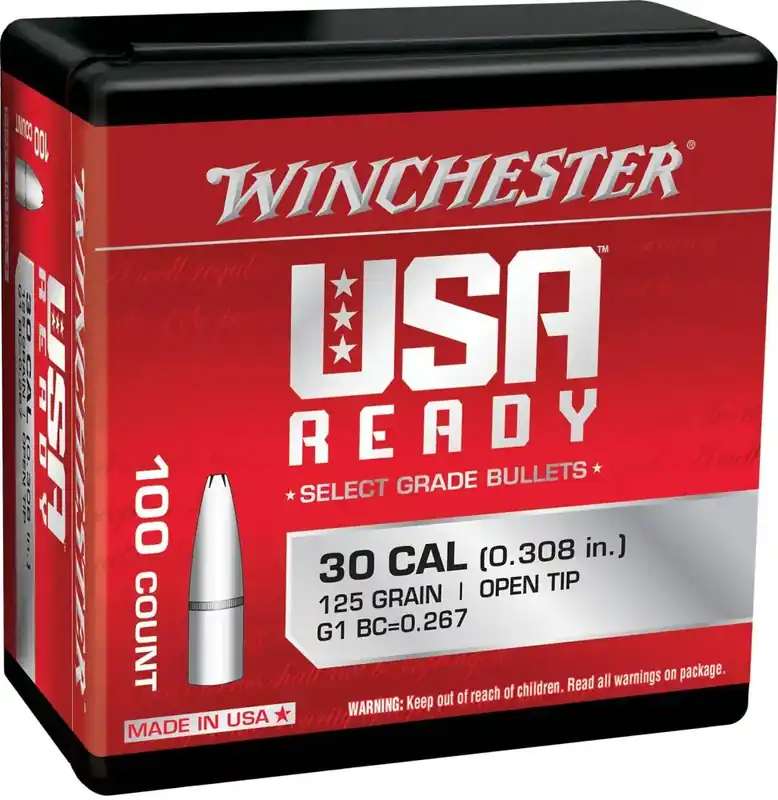 Winchester Ammo WBR30125 Centerfire Rifle 308 Win 125 gr Open Tip 100 Per Bag