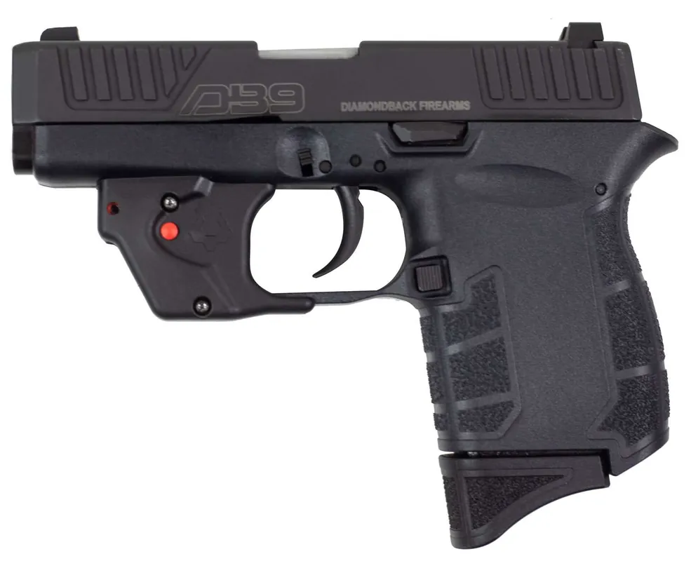 Diamondback DB9VL DB9 G4 9mm Luger 3.10" 6+1 Black Black Stainless Steel Slide Black Polymer with Viridian Laser