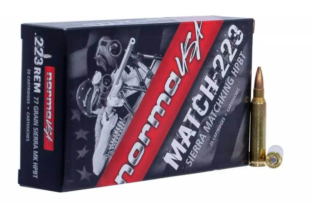 Norma Ammunition (RUAG) 10157502 Match Sierra Matchking 223 Rem 77 gr Hollow Point Boat Tail (HPBT) 20 Round Box