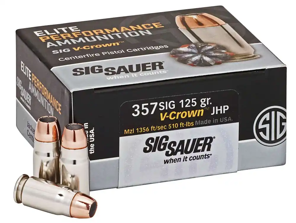 Sig Sauer E357S150 Elite V-Crown 357 Sig 125 gr Jacketed Hollow Point (JHP) 50 Round Box