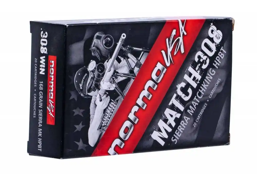 Norma Ammunition (RUAG) 10174542 Match Sierra Matchking 308 Win 168 gr Full Metal Jacket (FMJ) 20 Round Box