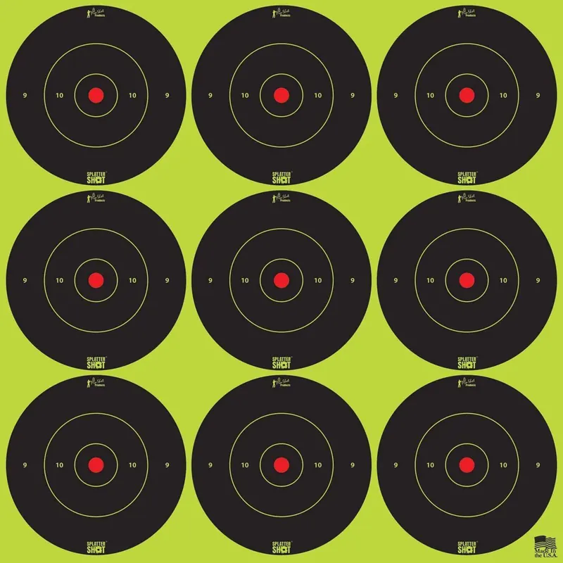 Pro-Shot 2BGREEN108 SplatterShot Self-Adhesive Paper 2" Bullseye Yellow Target Paper w/Black Target 12 Per Pack