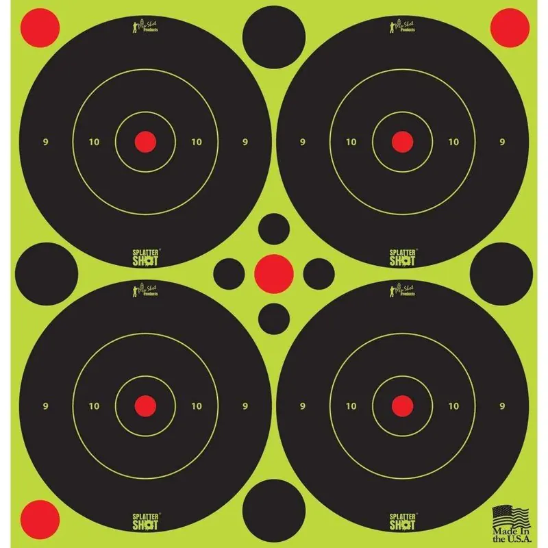 Pro-Shot 3BGREEN48 SplatterShot Self-Adhesive Paper 3" Bullseye Green Target Paper w/Black Target 12 Per Pack