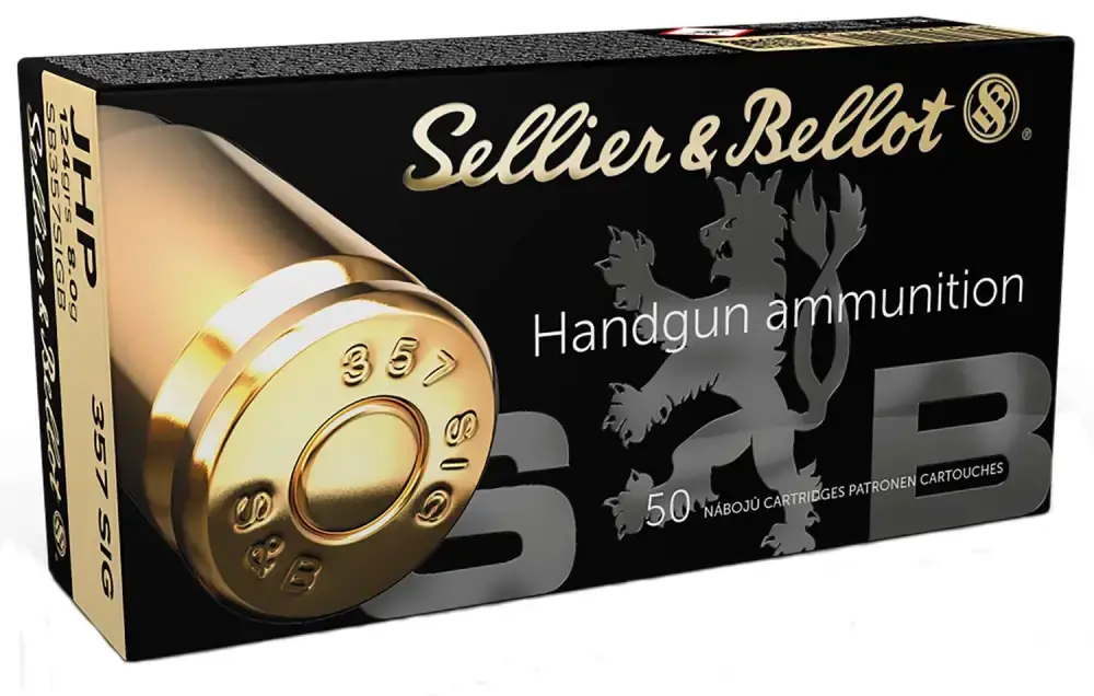 Sellier & Bellot SB357SIGB Handgun 357 Sig 124 GR Jacketed Hollow Point (JHP) 50 Round Box