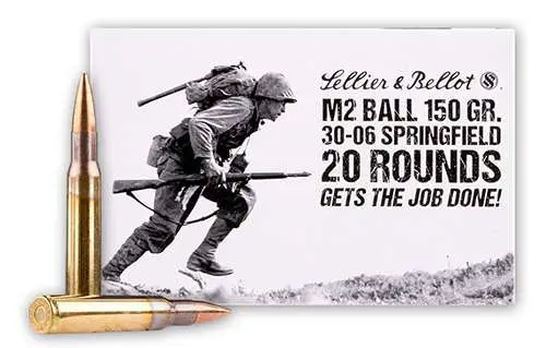 Sellier & Bellot SB3006M2 Rifle 30-06 Springfield 150 gr Full Metal Jacket (FMJ) 20 Round Box