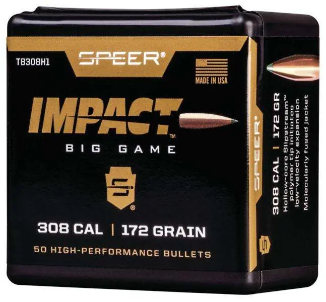 Speer TB308H1 Impact 30 Caliber .308 172 GR Slipstream Polymer Tip 50 Per Box