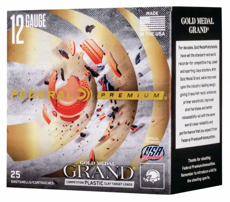 Federal GMT1199 Premium Gold Medal Grand Plastic 12 Gauge 2.75 1 oz 9 Shot 25 Round Box