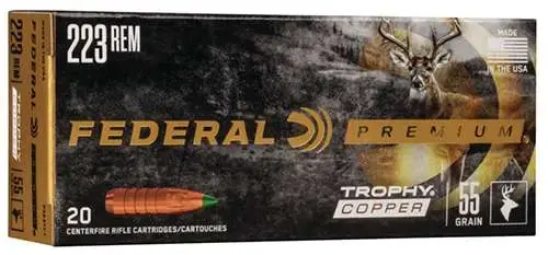 Federal P223TC1 Premium 223 Rem 55 gr Trophy Copper (TC) 20 Round Box
