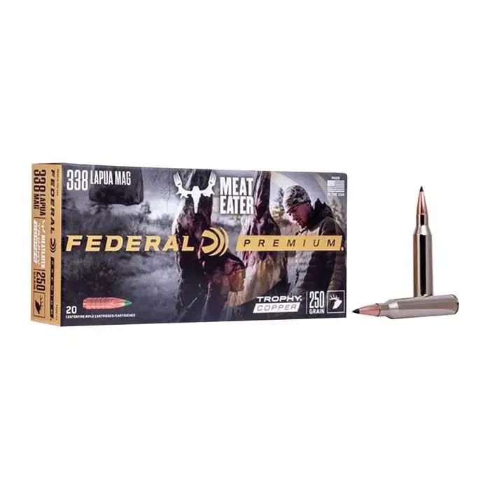 Federal P338LTC1 Premium 338 Lapua Mag 250 gr Trophy Copper (TC) 20 Round Box