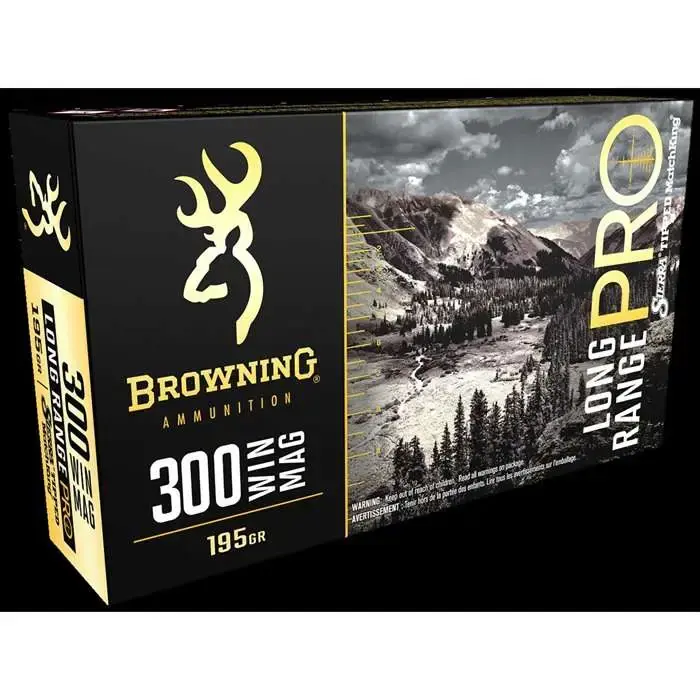 Browning Ammo B192503001 Long Range Pro 300 Win Mag 195 gr Sierra MatchKing BTPT 20 Round Box