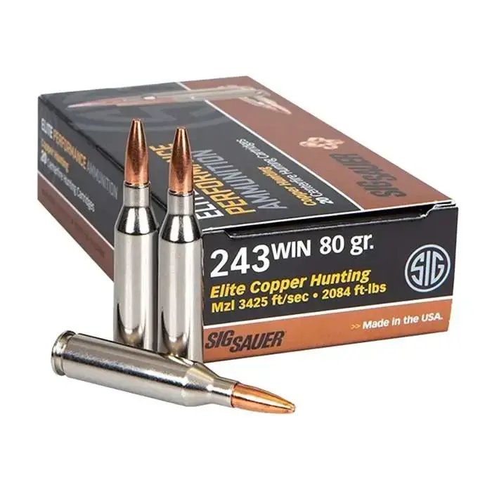 Sig Sauer E243H120 Elite Copper Hunting 243 Win 80 gr Copper Hollow Point 20 Round Box