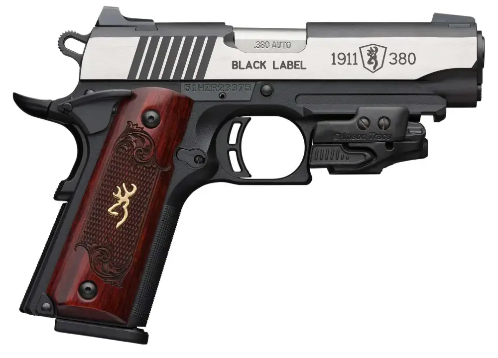 Browning 051953492 1911-380 Black Label Medallion380 ACP 3.63" 8+1 Black Stainless Steel Rosewood w/Gold Buckmark Inlay Grip