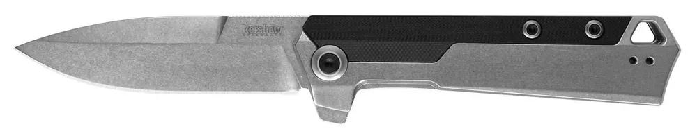 Kershaw 3860 Oblivion 3.50" Flipper Plain Bead Blasted/Stonewashed 8Cr13MoV SS FRN Black/Bead Blasted Stonewashed SS Handle Folding