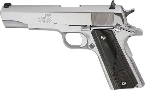 Iver Johnson Arms 191138CHRW 1911 A1 Government 70 Series 38 Super 5" 9+1 Chrome Black Diamondwood Grip