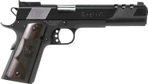 Iver Johnson Arms EAGLEXL45 1911 Eagle XL Ported 45 ACP 6" 8+1 Matte Blued Ported Long Slide, Diamondwood Walnut w/Logo Grip Adjustable Sights