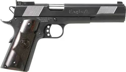 Iver Johnson Arms EAGLEXL10 1911 Eagle XL 10mm Auto 6" 8+1 Matte Blued Black Cerakote Long Slide, Diamondwood Walnut w/Logo Grip Adjustable Sights