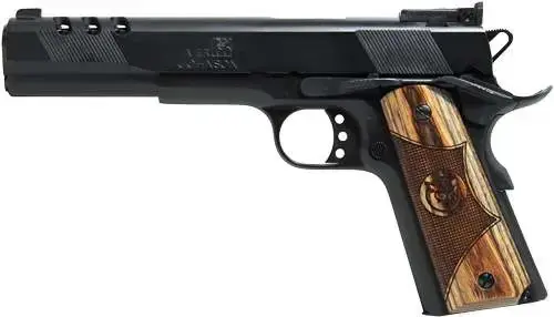 Iver Johnson Arms EAGLEXL10 1911 Eagle XL Ported 10mm 6" 8+1 Matte Blued Black Cerakote Ported Long Slide, Diamondwood Walnut w/Logo Grip Adjustable Sights