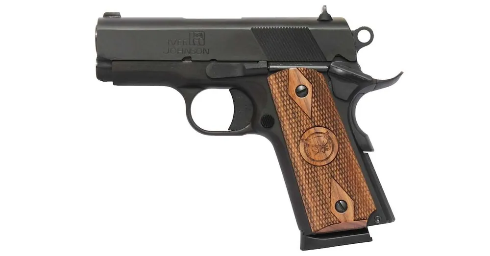 Iver Johnson Arms THRASHER 1911 Thrasher Officer 70 Series 45 ACP 3.13" 7+1 Polished Blued Walnut Grip Novak LoMount Rear Sight