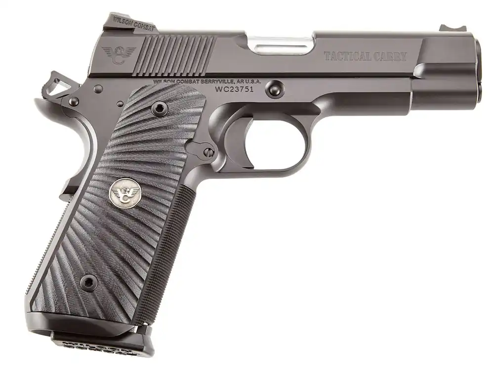 Wilson Combat TCCOM45 1911 Commander Tactical Carry 45 ACP 4.25" 8+1 Black Black G10 Starburst Grip