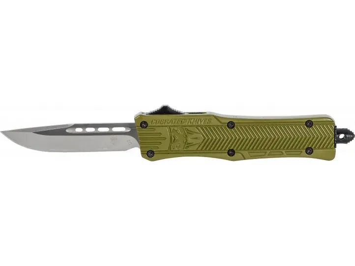 Cobra Tec Knives SODCTK1SDNS CTK-1 Small 2.75" Drop Point Plain D2 Steel OD Green Aluminum Handle OTF