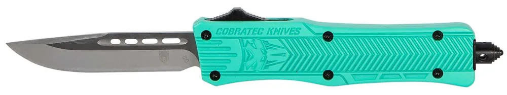 Cobra Tec Knives STFCTK1SDNS CTK-1 Small 2.75" Drop Point Plain D2 Steel Tiffany Blue Aluminum Handle OTF