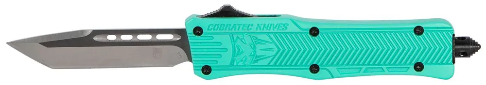 Cobra Tec Knives STFCTK1STNS CTK-1 Small 2.75" Tanto Plain D2 Steel Tiffany Blue Aluminum Handle OTF