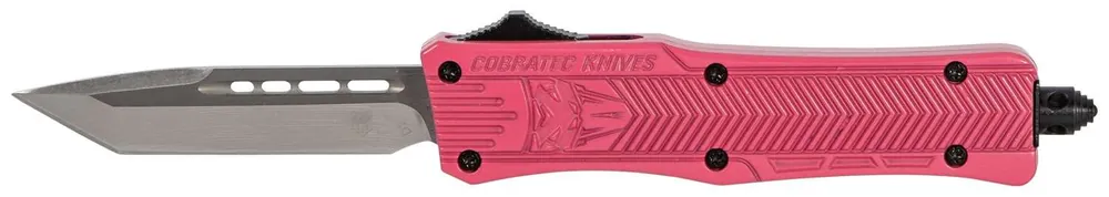Cobra Tec Knives SPKCTK1STNS CTK-1 Small 2.75" Tanto Plain D2 Steel Pink Aluminum Handle OTF