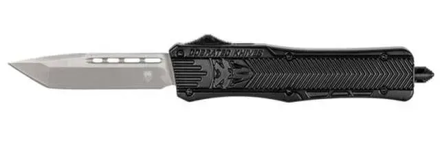 Cobra Tec Knives MBSTK1MTNS CTK-1 Medium 3" Tanto Black Plain D2 Steel Black Aluminum Handle OTF
