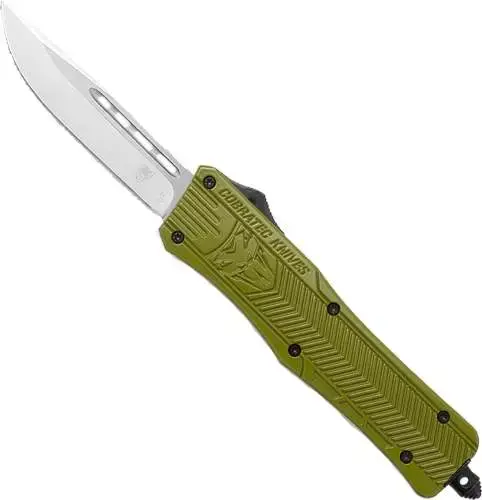 Cobra Tec Knives MODCTK1MDNS CTK-1 Medium 3" Drop Point Plain D2 Steel OD Green Aluminum Handle OTF