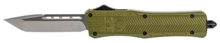 Cobra Tec Knives MODCTK1MTNS CTK-1 Medium 3" Tanto Black Plain D2 Steel OD Green Aluminum Handle OTF