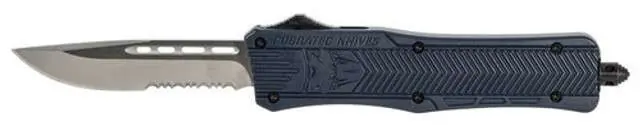 Cobra Tec Knives MNYCTK1MDS CTK-1 Medium 3" Drop Point Part Serrated D2 Steel NYPD Blue Aluminum Handle OTF