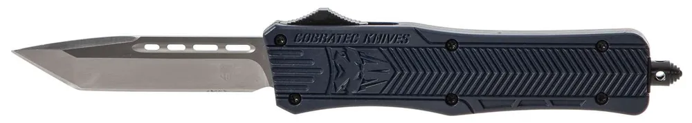Cobra Tec Knives MNYCTK1MTNS CTK-1 Medium 3" Tanto Black Plain D2 Steel NYPD Blue Aluminum Handle OTF