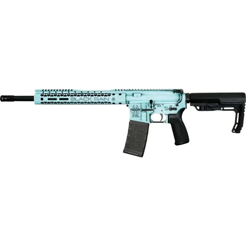 Black Rain BROFUSIONTBB Spec + Fusion 5.56x45mm NATO 16" 30+1 Tiffany Blue Battleworn Cerakote 6 Position MFT Minimalist Stock