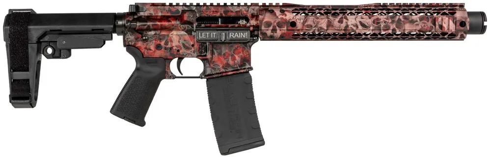 Black Rain BROCRYPT300BLKPSBAS3 Crypt Tactical Pistol 300 Blackout 10.50" 30+1 Red w/Skulls SBA3 Pistol Brace