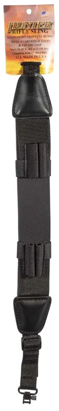 Hunter Company 1272B201 MagnaSoft Sling with Swivels Adjustable Black Neoprene w/Leather Trim & 4 Loops for Rifle