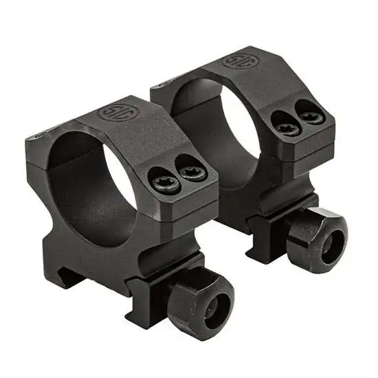 ALPHA1 SCOPE RINGS, 1INCH, HIGH PROFILE 1.12 IN., ALUM, SIG HUNTING, COMPLETE SET, MATTE BLK