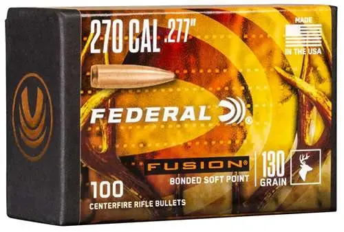 Federal FB277F2 Fusion Component 270 Win .277 130 gr Fusion Soft Point 100 Per Box