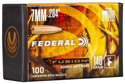 Federal FB284F1 Fusion Component 7mm .284 140 gr Fusion Soft Point 100 Per Box