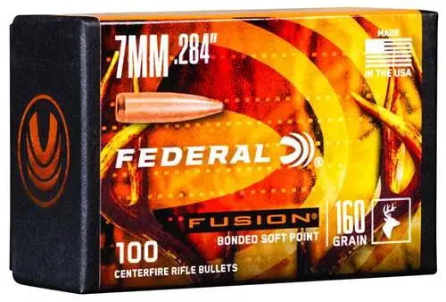 Federal FB284F3 Fusion Component 7mm .284 160 gr Fusion Soft Point 100 Per Box