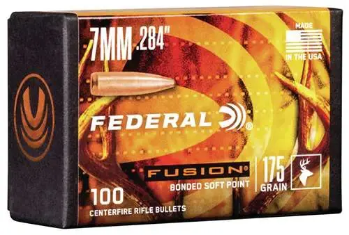 Federal FB284F4 Fusion Component 7mm .284 175 gr Fusion Soft Point 100 Per Box