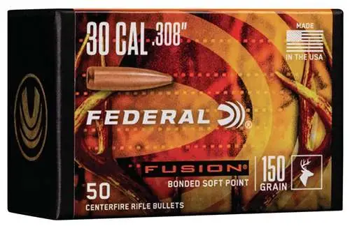 Federal FB308F1 Fusion Component 30 Caliber .308 150 GR Fusion Soft Point 50 Per Box