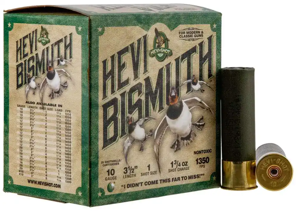 Hevishot 15501 Hevi-Bismuth Waterfowl 10 Gauge 3.50 1 3/4 oz 1 Shot 25 Round Box