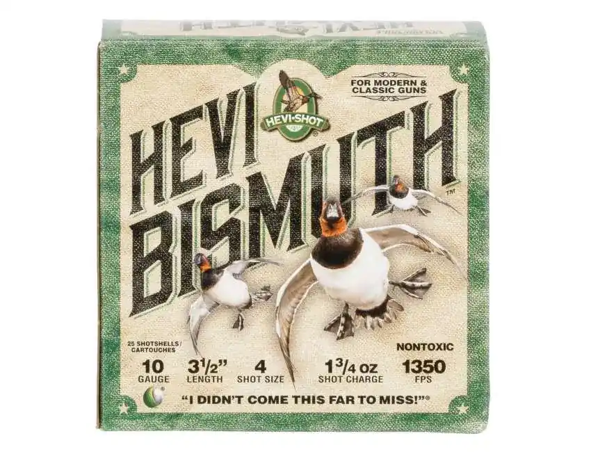 Hevishot 15504 Hevi-Bismuth Waterfowl 10 Gauge 3.5 1 3/4 oz 4 Shot 25 Round Box
