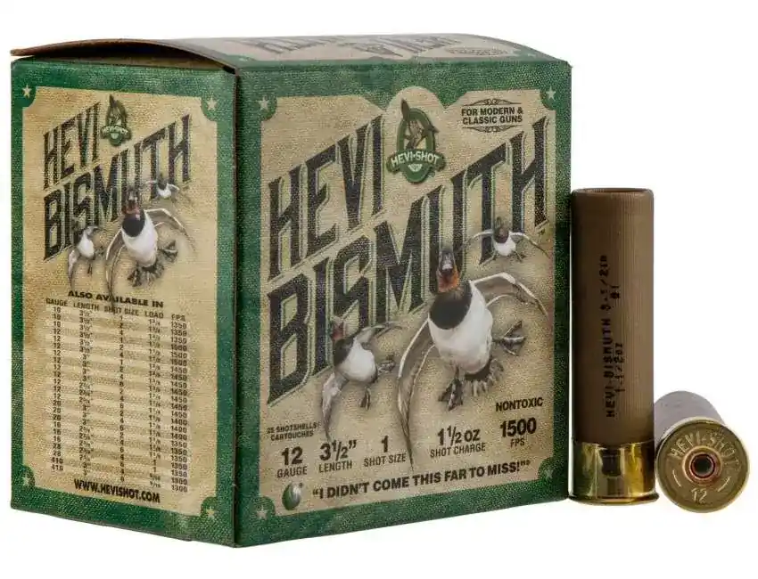 Hevishot 14501 Hevi-Bismuth Waterfowl 12 Gauge 3.5 1 1/2 oz 1 Shot 25 Round Box