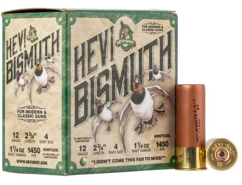 Hevishot 14704 Hevi-Bismuth Waterfowl 12 Gauge 2.75 1 1/4 oz 4 Shot 25 Round Box