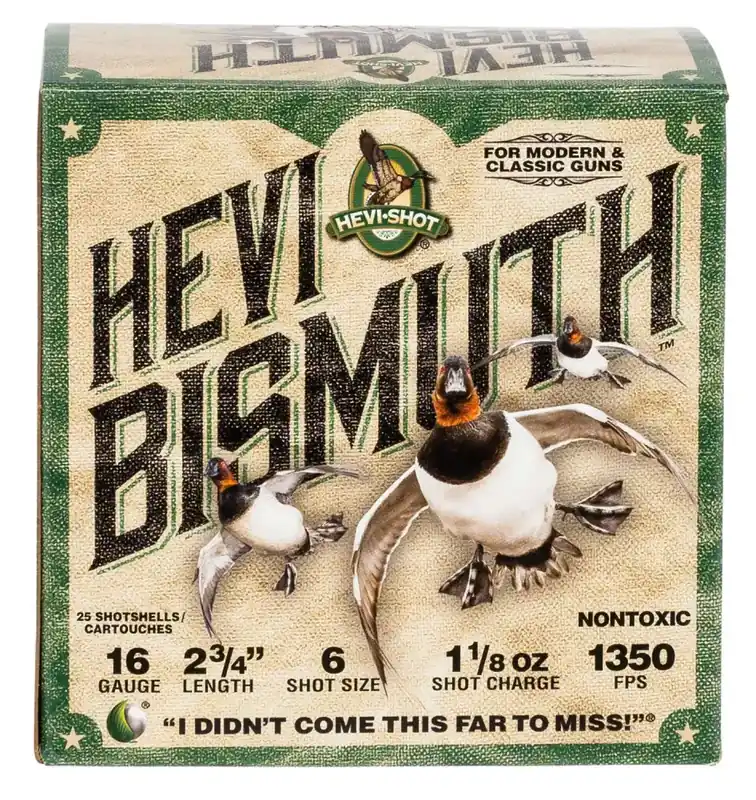 Hevishot 16706 Hevi-Bismuth Waterfowl 16 Gauge 2.75 1 1/8 oz 6 Shot 25 Round Box