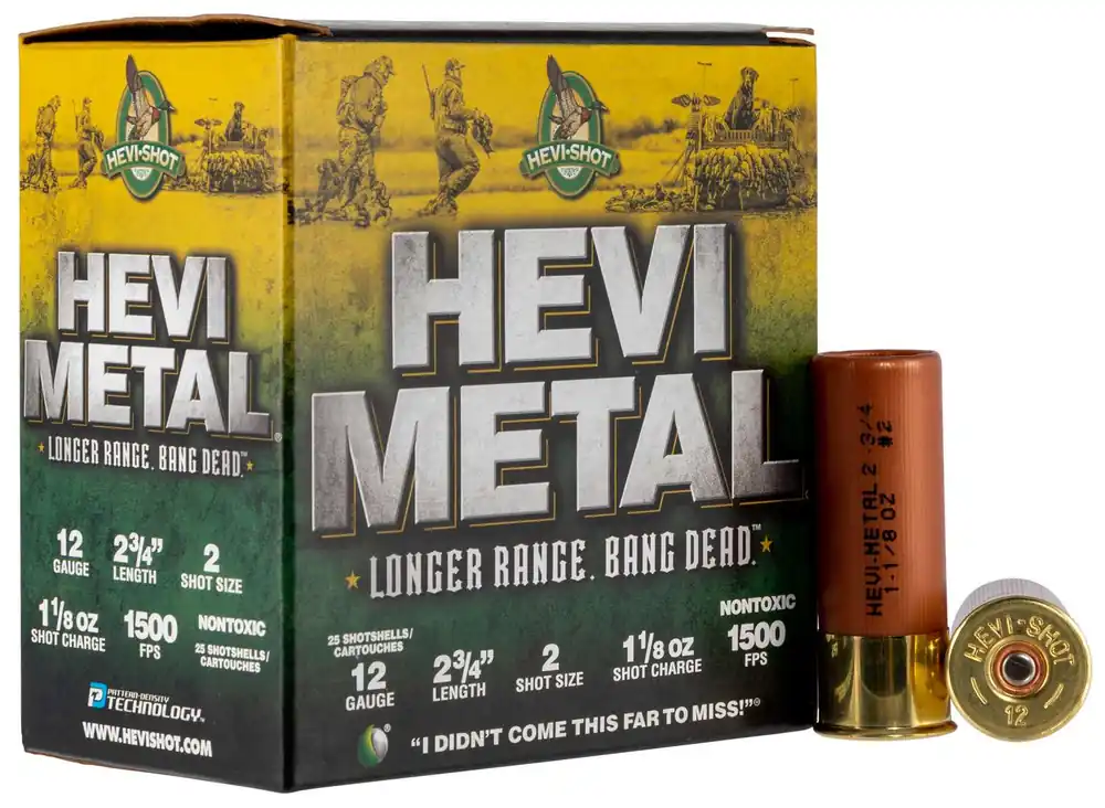 Hevishot 38702 Hevi-Metal Longer Range 12 Gauge 2.75 1 1/8 oz 2 Shot 25 Round Box